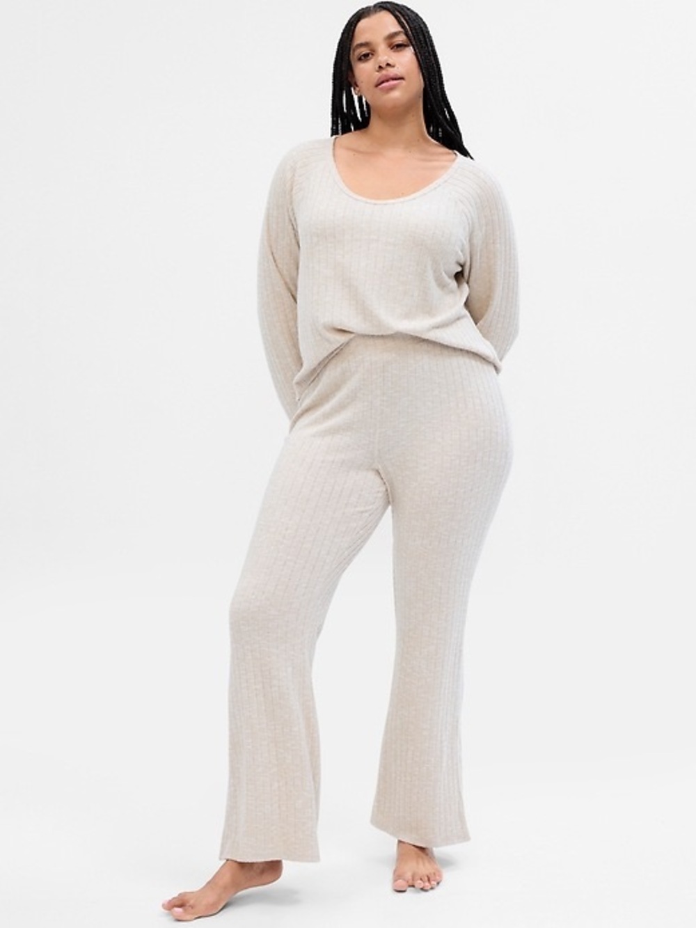 Gap New no tags Cozy Ribbed Knit Loungewear Set in Light Beige small medium